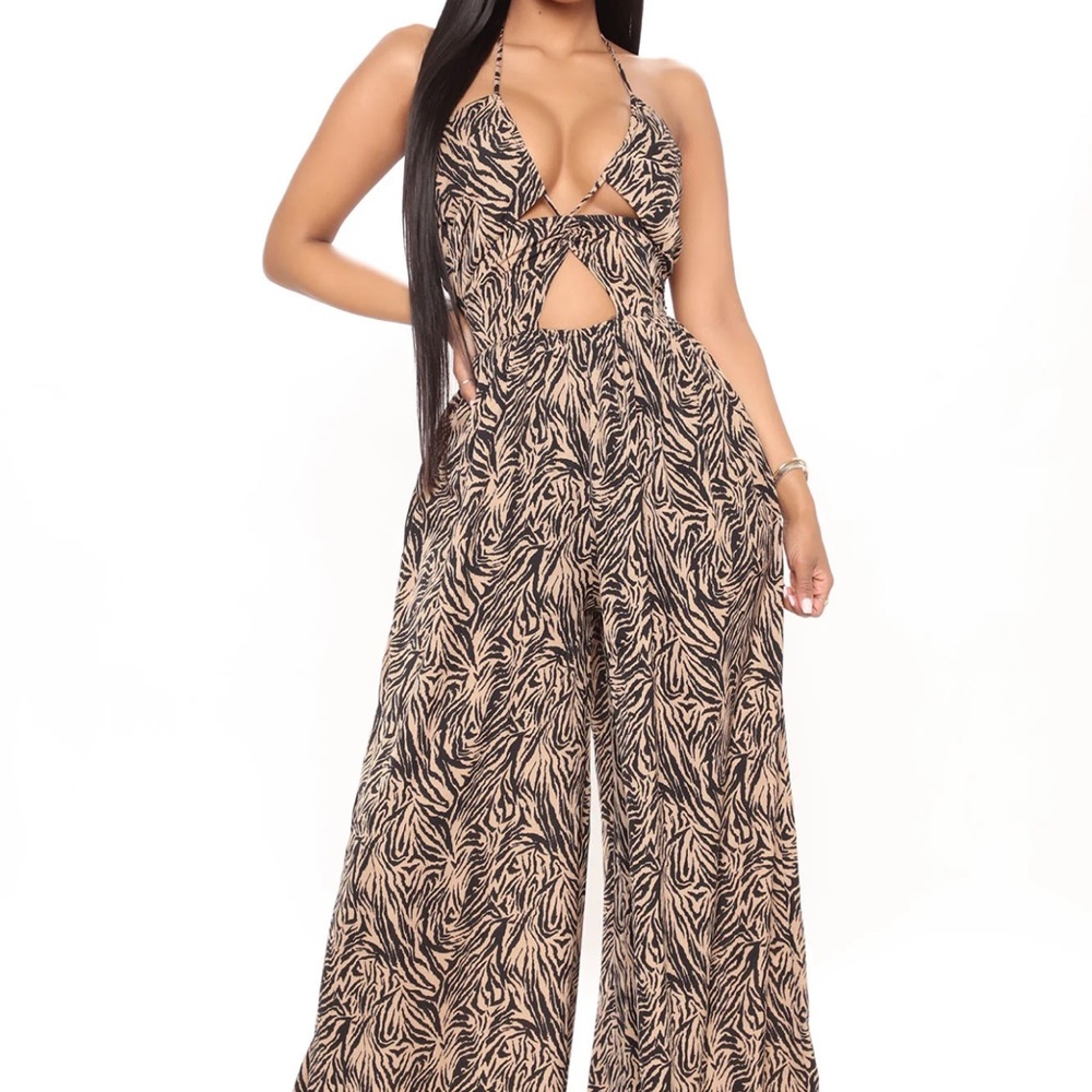 Flowy Animal Print Elegant Jumpsuit